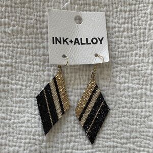 INK+ALLOY Black and Gold Diamond Earrings